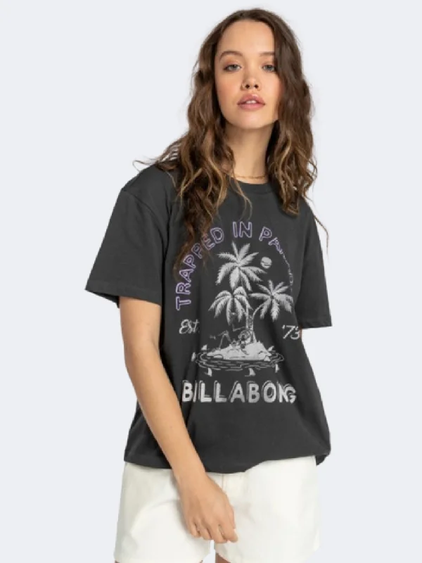 women’s floral maxi dresses-Billabong Trapped In Paradise Women Lifestyle T-Shirt Off Black