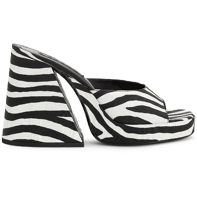 women's creamy velvet sandals-Simon Miller Womens Animal Print Block Heel Platform Sandals