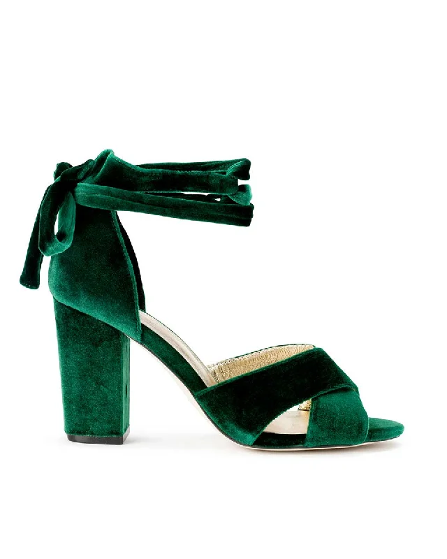 women's airy dance sneakers-PASSION - EMERALD GREEN WEDDING SHOES TALL BLOCK HEEL