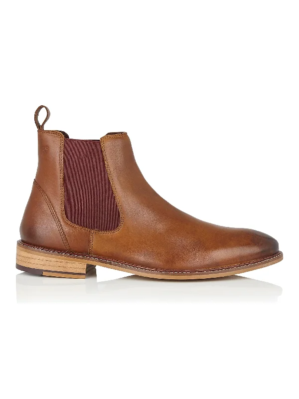 women's lace-up pointed-toe heels-LEATHER CHELSEA BOOTS IN CHESTNUT