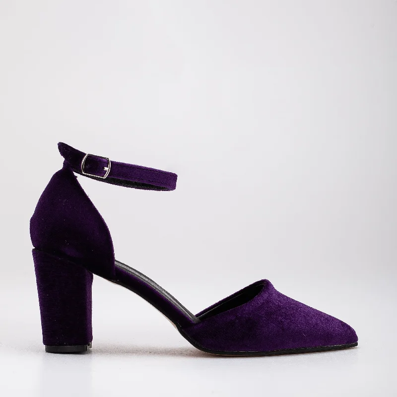 women's eco-conscious running shoes-Gisele - Purple Velvet Bridal Heels