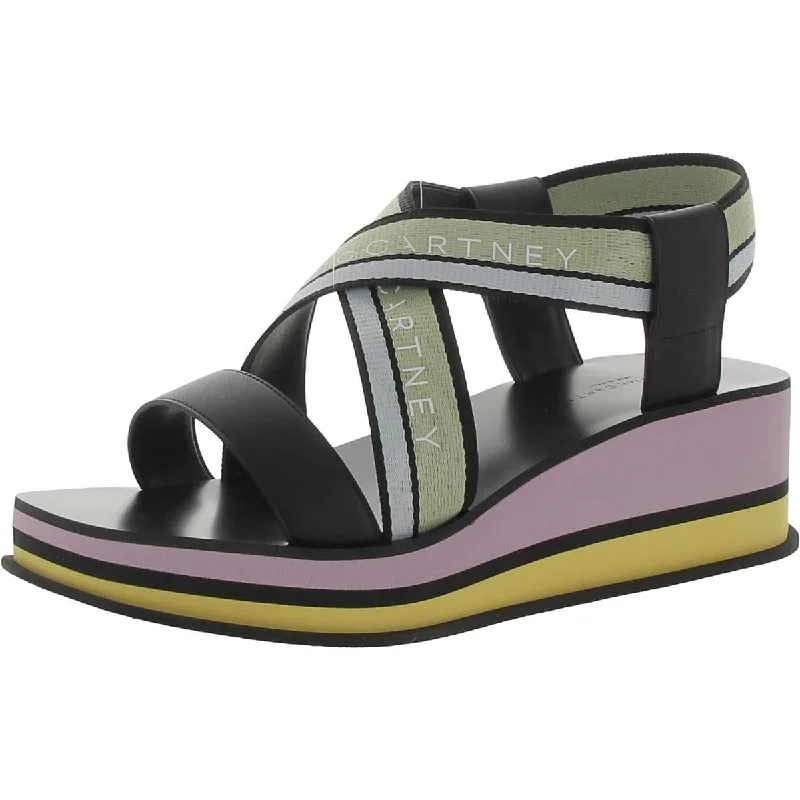 women's snug running flats-Stella McCartney Womens Elyse Strappy Slingback Wedge Sandals