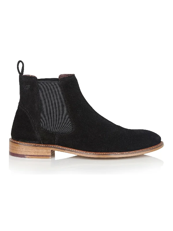 women's air-flow walking shoes-SUEDE CHELSEA BOOTS IN BLACK