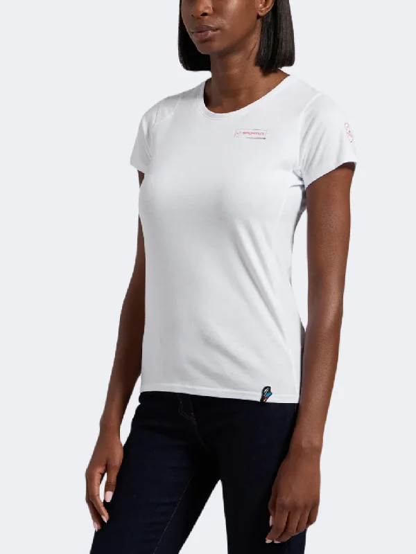 women’s loose sweaters-La Sportiva Mantra Women Climbing T-Shirt White