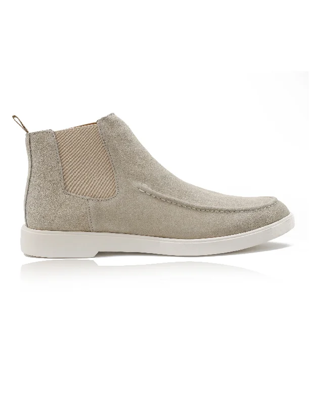 women's biodegradable sneakers-Beige Suede Chelsea Boots Low Top