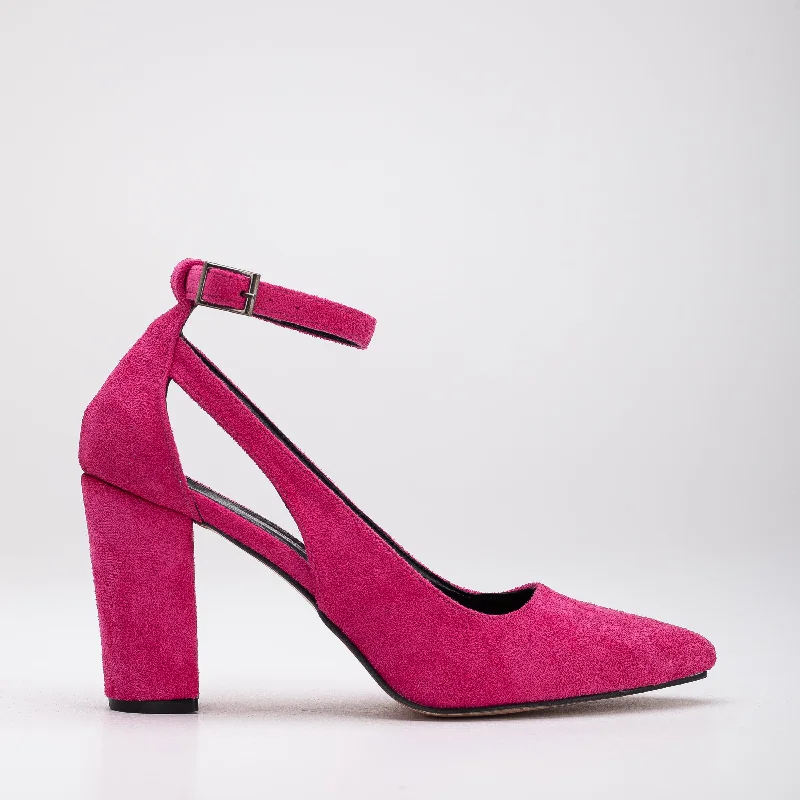 women's orchid platform sneakers-Colette - Pink Suede Block Heels