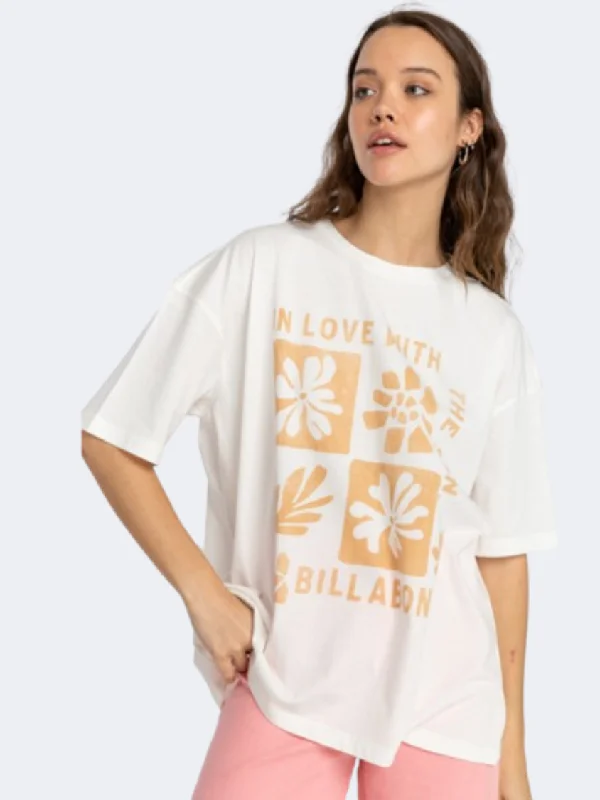 women’s fur-lined vests-Billabong In Love With The Sun Women Lifestyle T-Shirt Salt Crystal