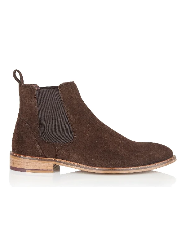 women's smoky gray sandals-SUEDE CHELSEA BOOTS IN BROWN