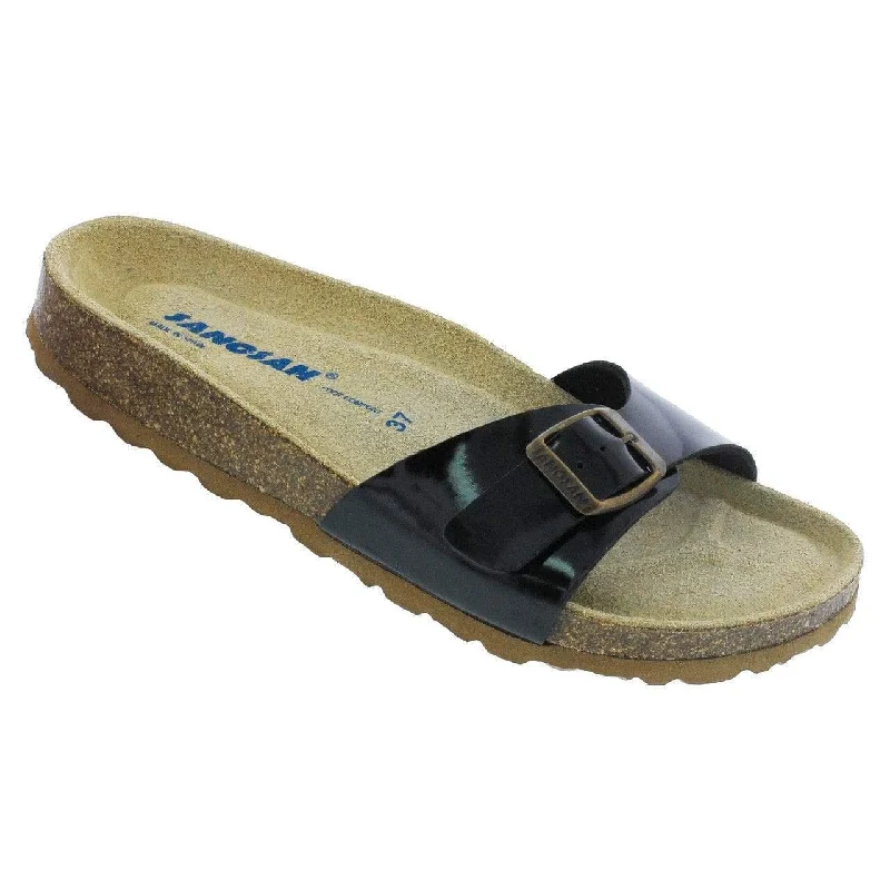 women's charcoal velvet flats-Malaga Sanoflor Patent - Comfort Plus - CLOSEOUT