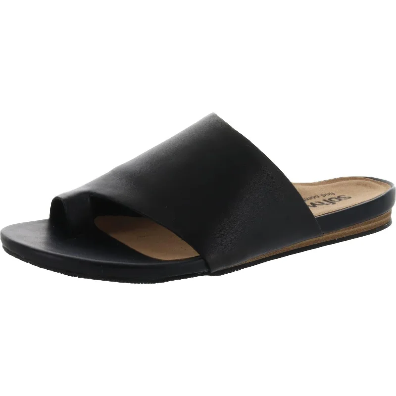 women's vibrant trail heels-SoftWalk Womens Corsica Leather Slip On Thong Sandals