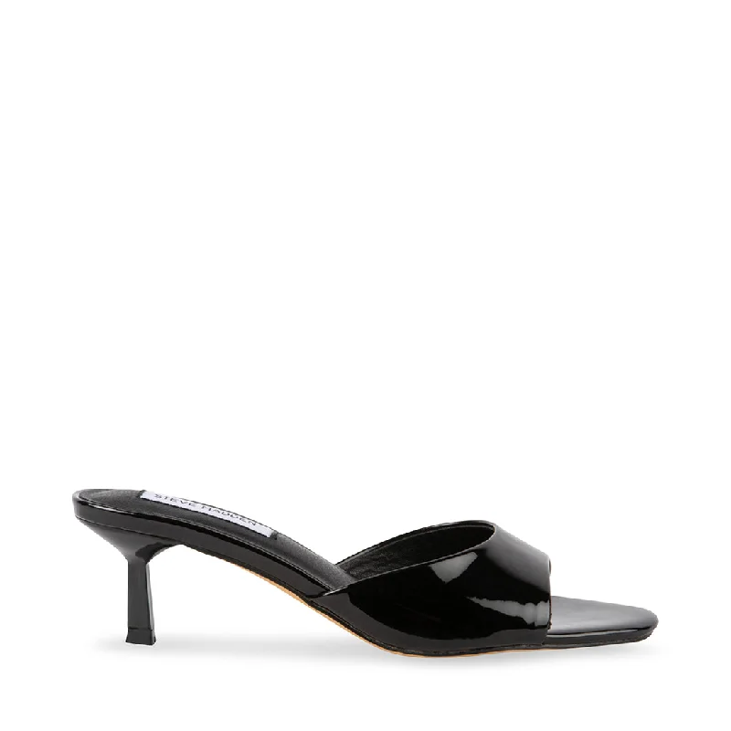 women's plush athletic sandals-SAINTLY BLACK PATENT