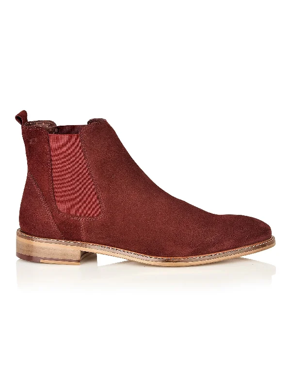 women's Hoka running shoes-SUEDE CHELSEA BOOTS IN BORDO