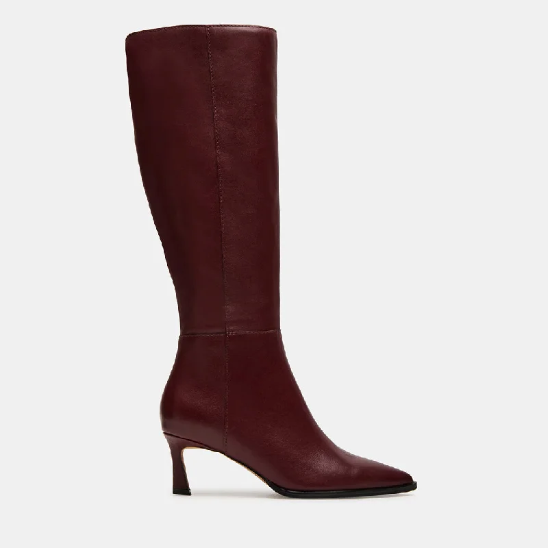 women's warm ballet heels-LUCID BURGUNDY LEATHER