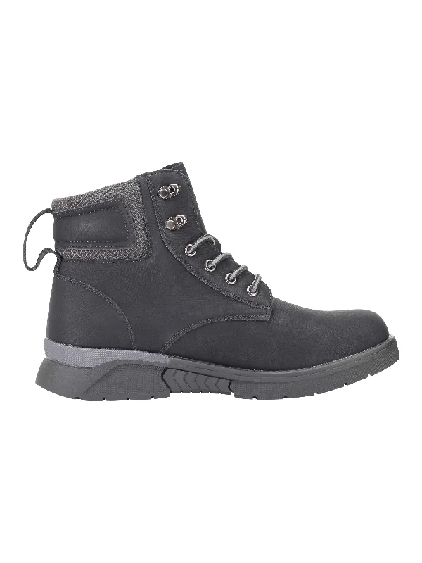 women's distressed combat boots-ANKLE MID TOP LACE UP BOOTS