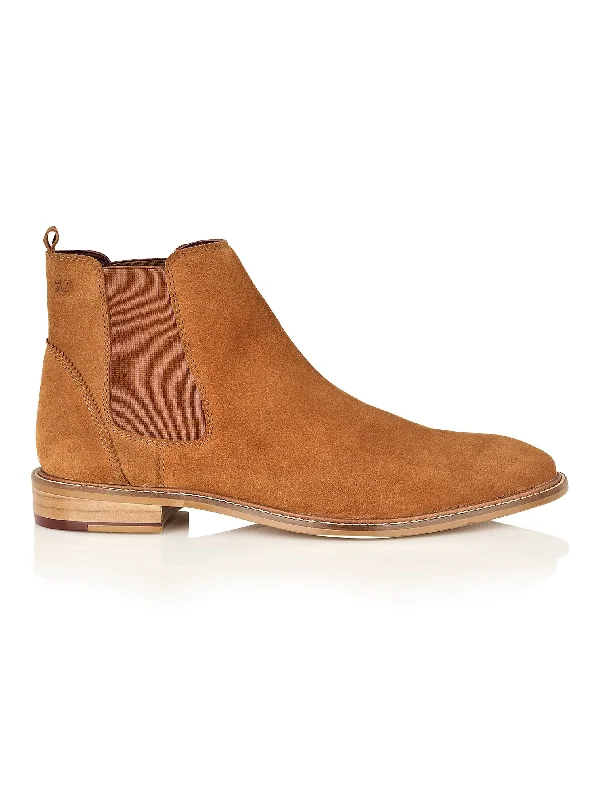 women's oiled leather loafers-SUEDE CHELSEA BOOTS IN TAN