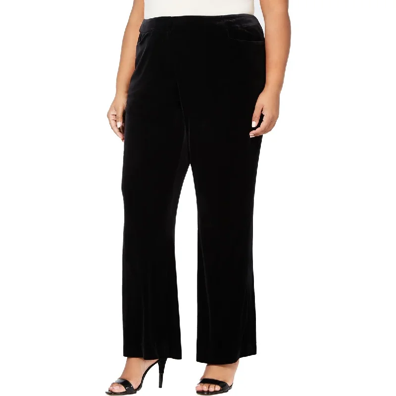 women’s mohair pullovers-Calvin Klein Womens Plus Velvet Pocket Wide Leg Pants