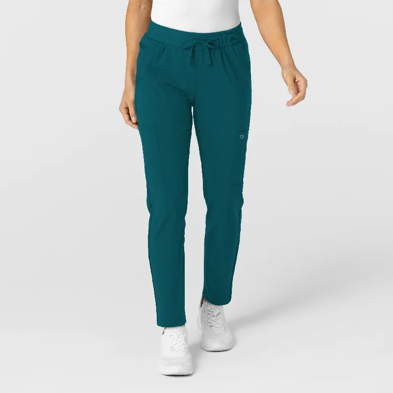 women’s high-neck pullovers-W123 Women's Flex-n-Reach Track Scrub Pant - Caribbean