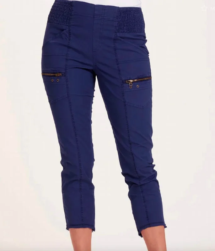 female cargo denim skirts-Acker Slim Pant In Hague Blue Pigment