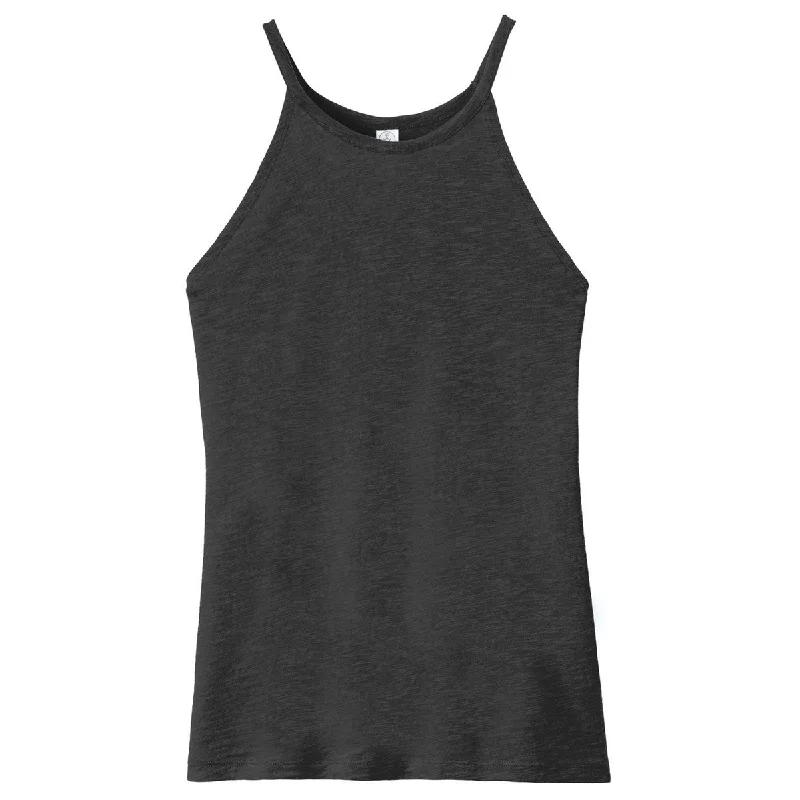 ladies tweed pullovers-Alternative Women's Washed Black Weathered Slub Sporty Tank