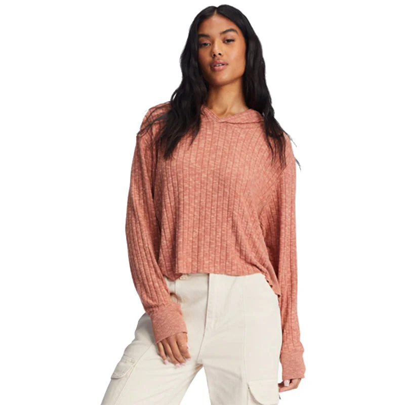 women’s v-neck blouses-Cozy Falls Hooded L/S Top