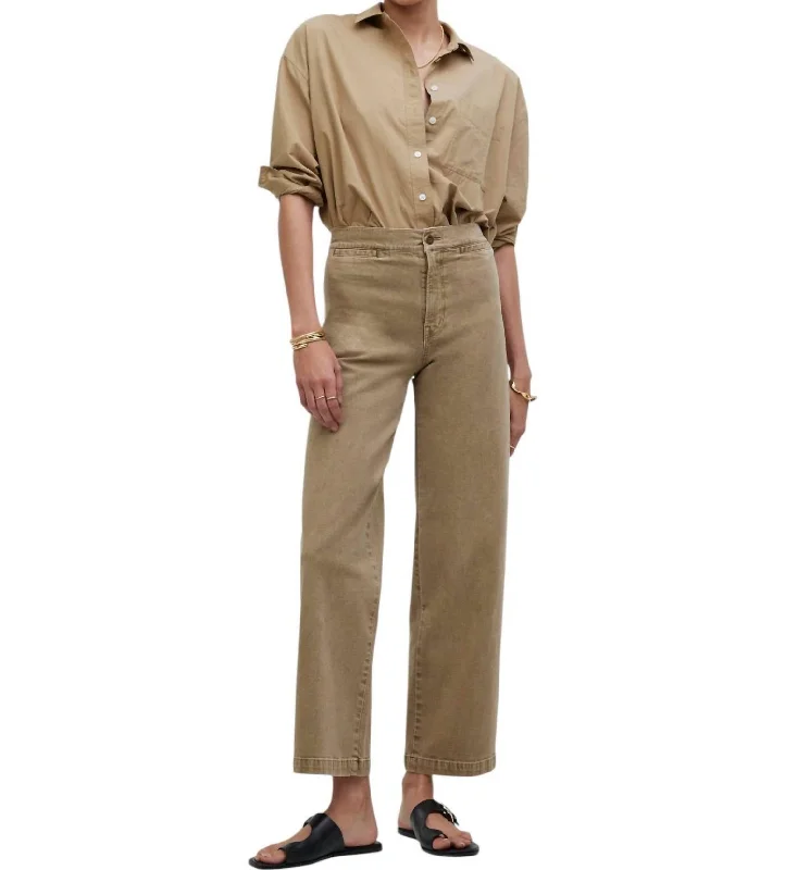 women’s relaxed culottes-Emmett Wide Leg Pants In Tan Khaki