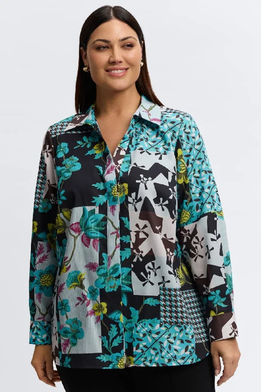 female swim tunics-Kylie Plus Fall Conversational Shirt