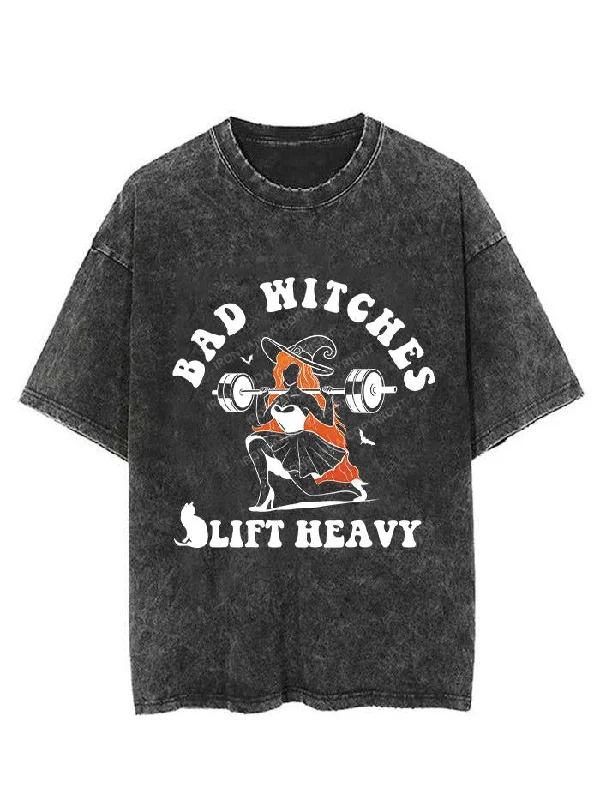 female crystal tops-BAD WITCHES LIFT HEAVY VINTAGE GYM SHIRT