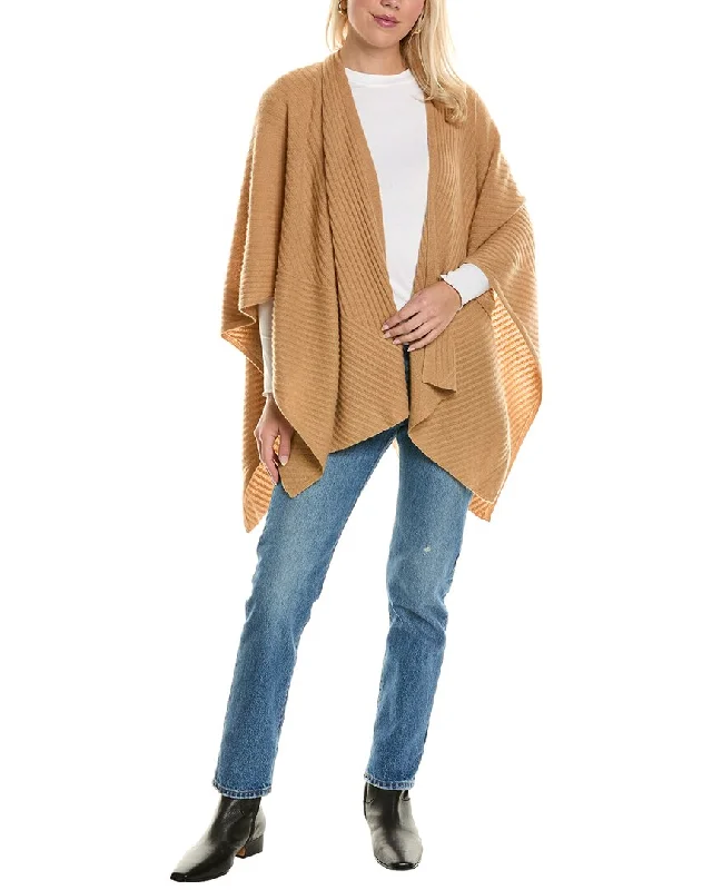 women’s camel jackets-Amicale Cashmere Traveling Rib Cashmere Cape