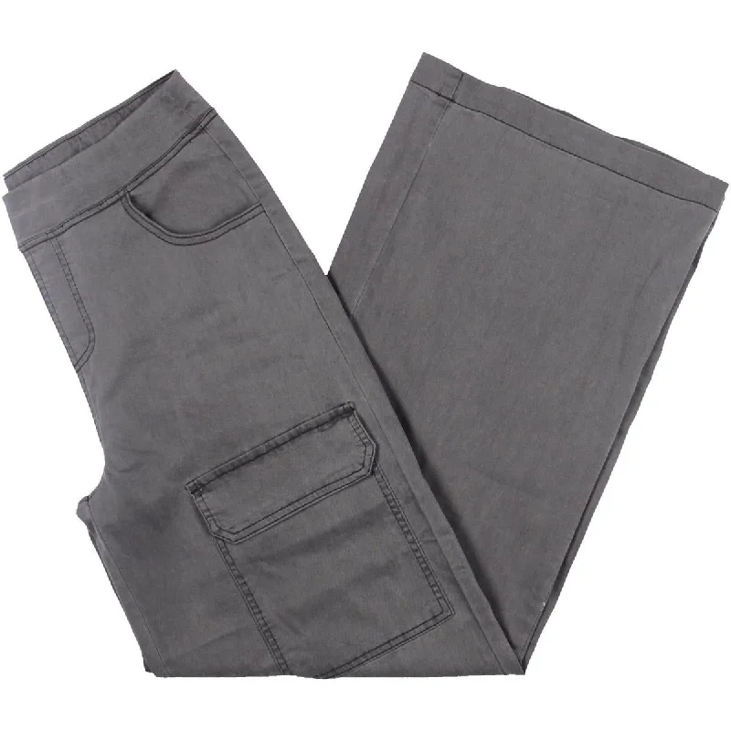 female flannel jackets-Hue Womens Cargo Wide Leg Cargo Pants