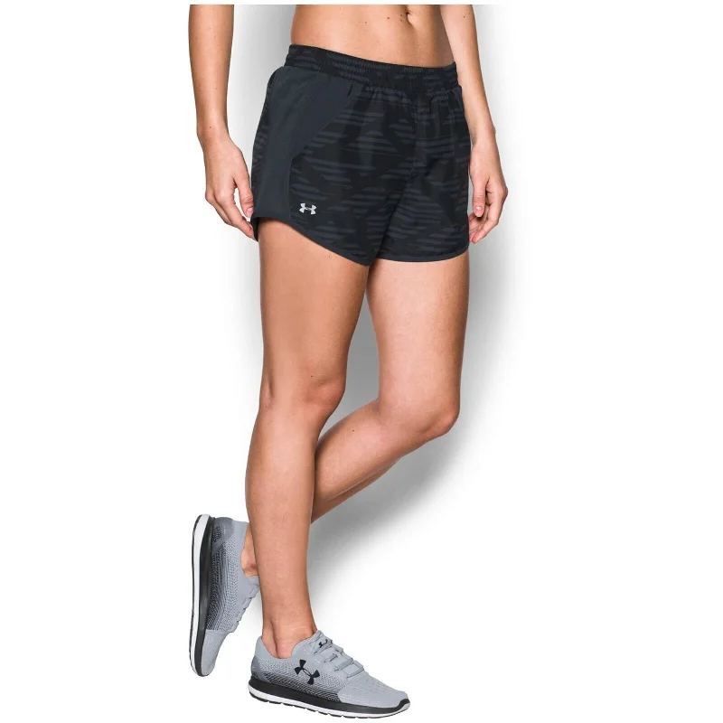 women’s tailored shorts-Under Armour Women's Fly By Printed Shorts Black Anthracite Size Medium