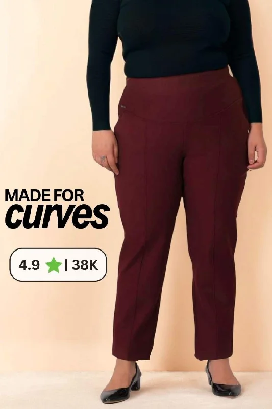 women’s longline vests-Plus Size Straight Pants - Wine