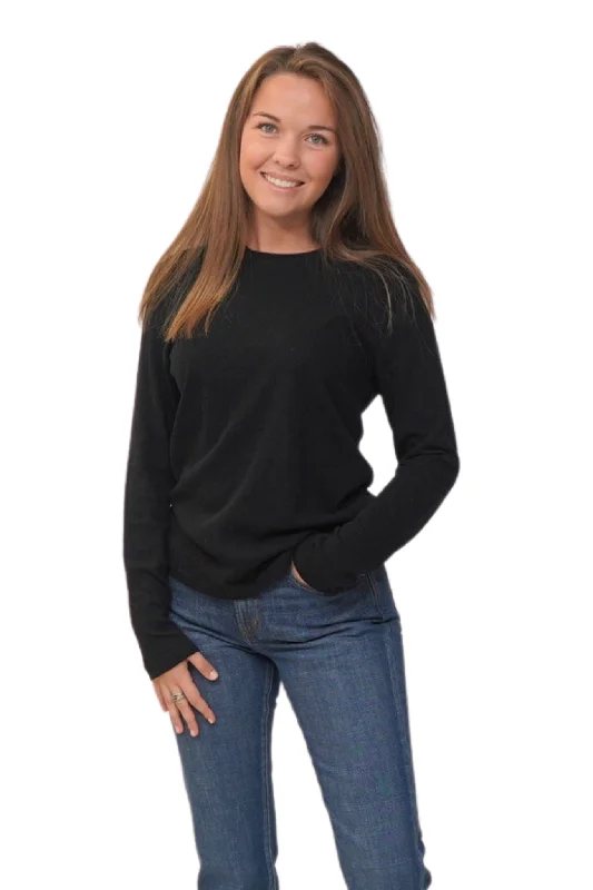 women’s wool-blend vests-Cashmere Loose Long Sleeve Tee