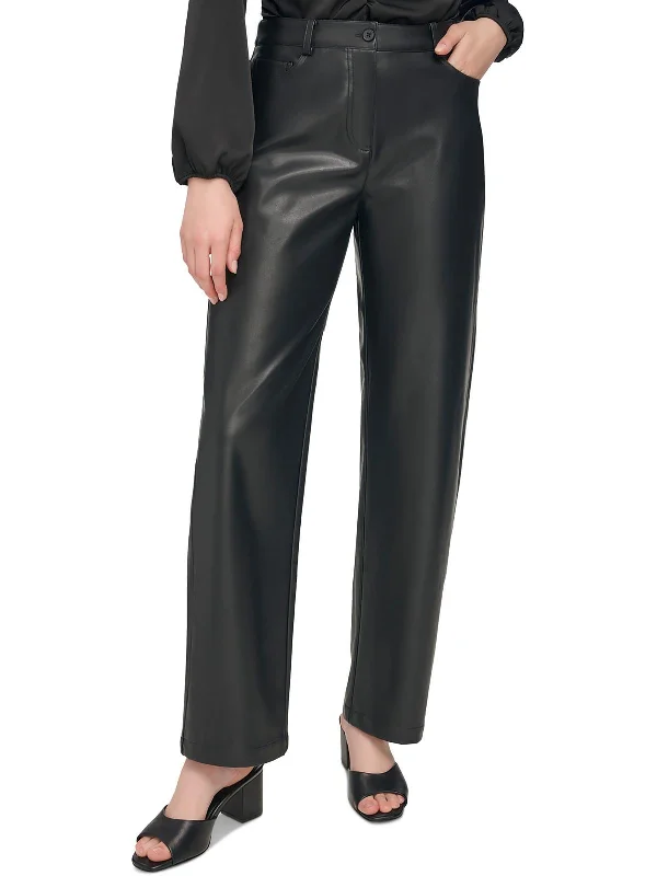 women’s acid-wash jeans-Womens Slimming Faux Leather Trouser Pants