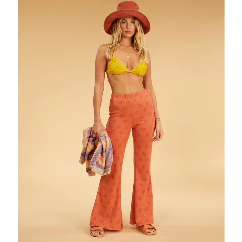 female beach cover-ups-Salty Blonde x Billabong Flared Flowers Flared Pants