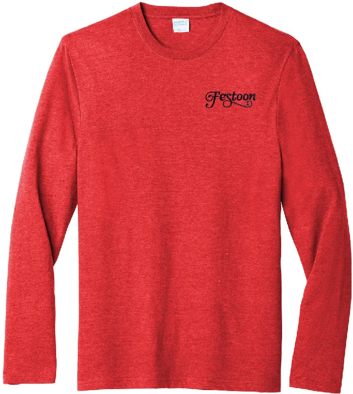 female fleece vests-Port & Company Long Sleeve Fan Favorite Blend Tee