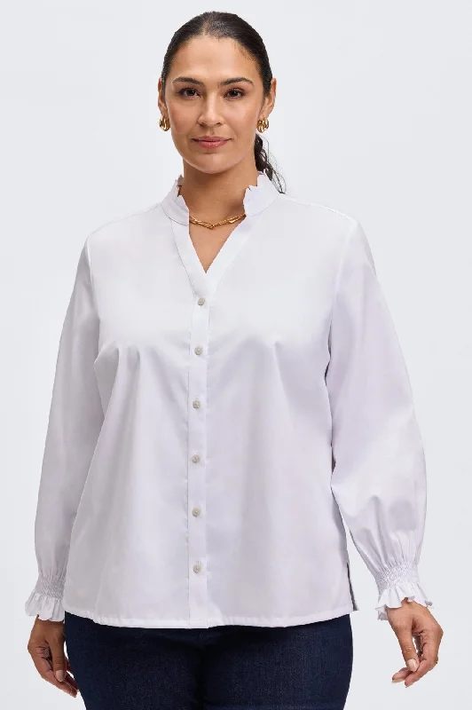 women’s herringbone shirts-Elora Plus No Iron Stretch Matte Sateen Shirt