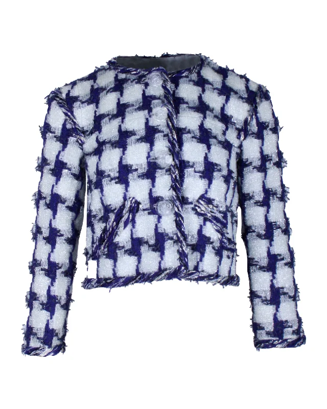 ladies smocked blouses-Chanel Patterned Cropped Jacket in Multicolor Polyamide