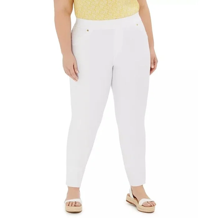 women’s active tees-Michael Kors Women's Plus Size Stretch-Twill Leggings White Size 3X