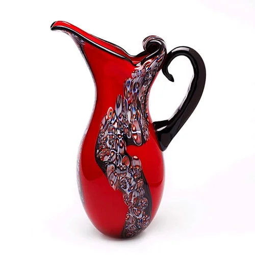 women’s tailored joggers-Hand Blown Red Art Glass Pitcher Vase 15" tall