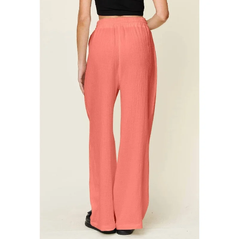 women’s utility bombers-Double Take - Wide Leg Drawstring Pants