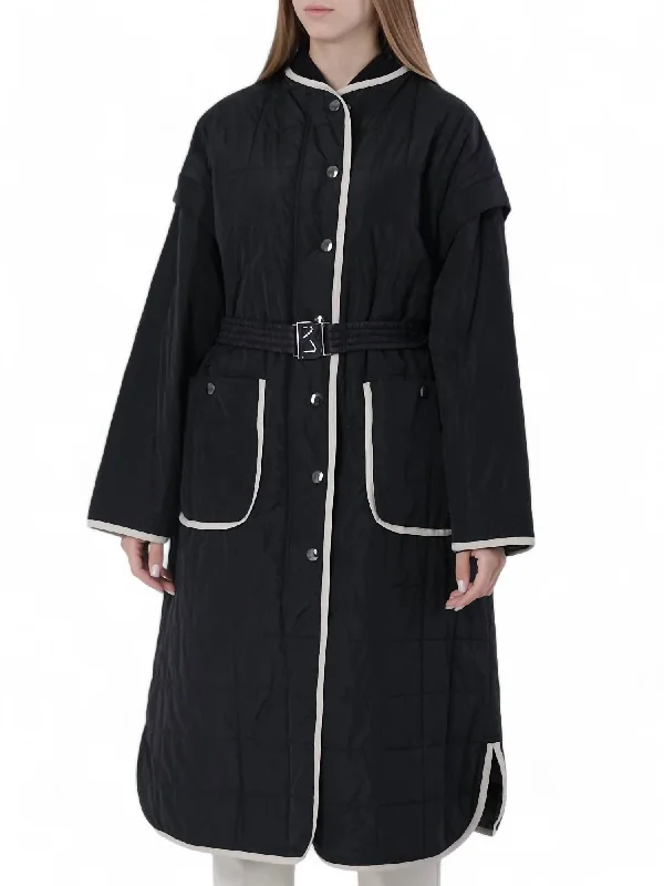 female beach tunics-Isabella Quilted Coat In Black