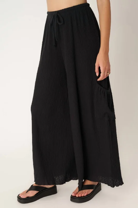 women’s tailored culottes-Never Better Textured Wide Leg Pant In Black