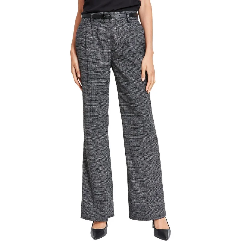 female beach tunics-Calvin Klein Womens Pleated Glen Plaid Wide Leg Pants