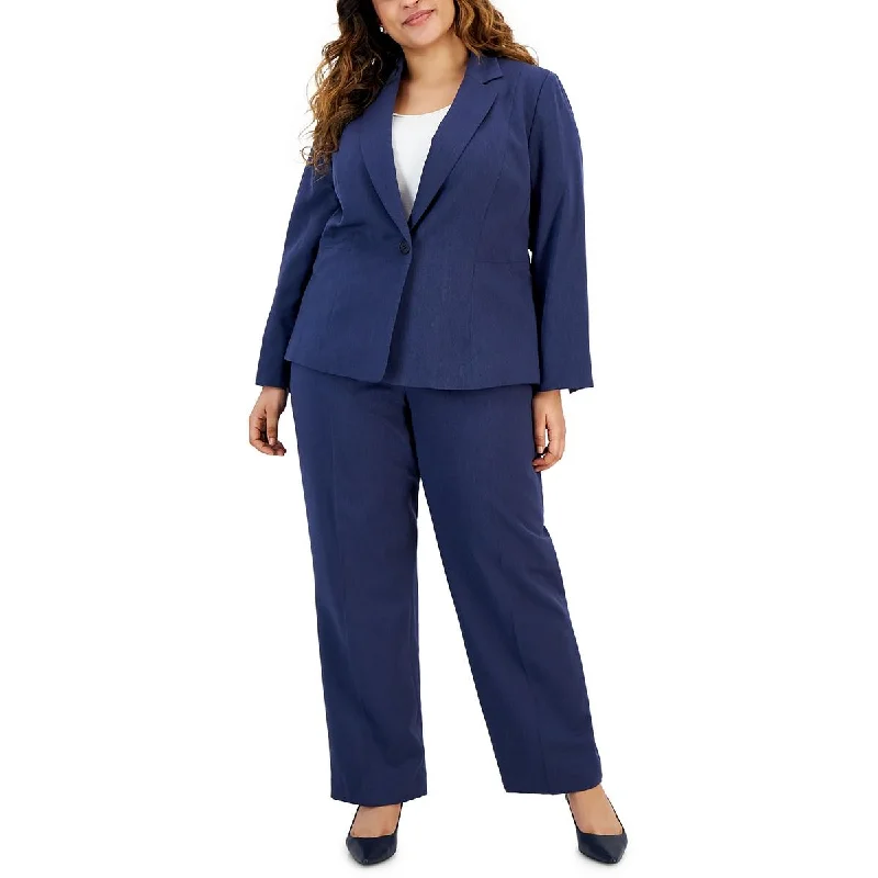 women’s acid-wash denim-Le Suit Womens Plus Knit Wide Leg Dress Pants