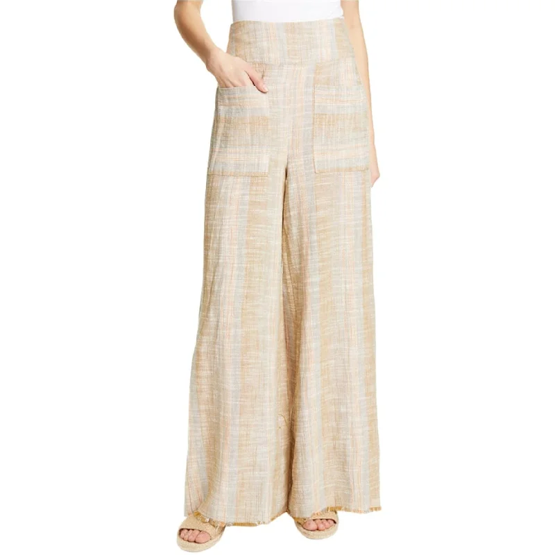 women’s cropped culottes-Free People Womens Woven Casual Wide Leg Pants, Off-White, Small