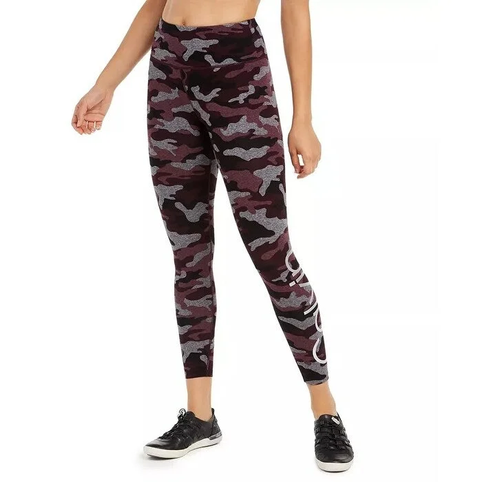 women’s utility vests-Calvin Klein Women's Performance Camo Printed Logo High-Waist Ankle Leggings Charcoal Size Small