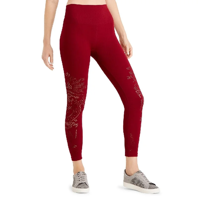 ladies stacked heels-Ideology Women's Seamless Perforated High-Rise Leggings Cherry Pie Size Small