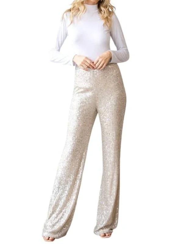 women’s bomber vests-Sequins Dressy Long Pants In Gold