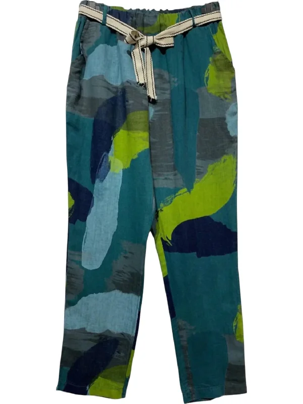 ladies vibrant rompers-Outside The Lines Pants In Teal