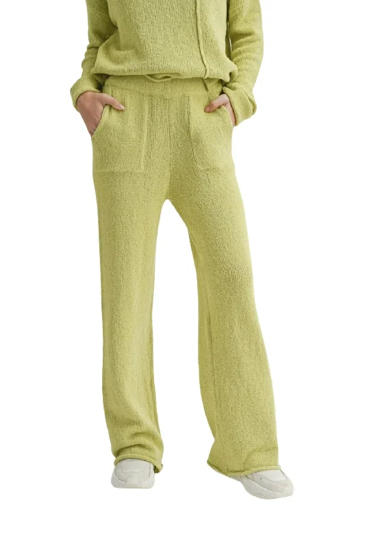 women’s flutter tops-Just Sweater Pants In Lemon Grass